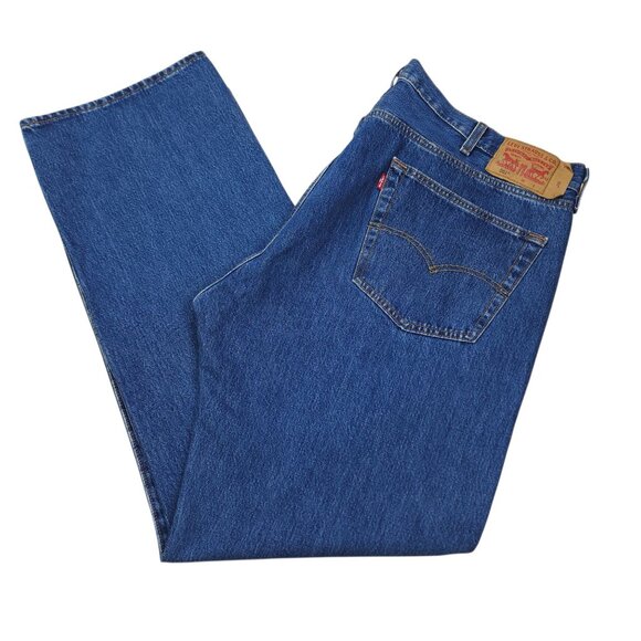 Levis Mens 501 Original Button-Fly Jeans W44 L34 100% Cotton Relaxed Classic - Picture 1 of 11